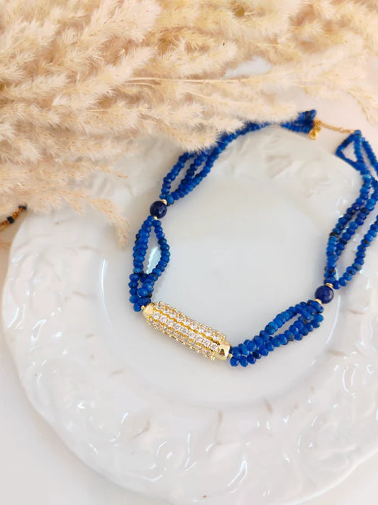 Royal Blue Beaded Moroccan Choker - Heritage Handmade